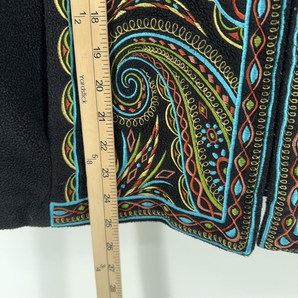 Bob Mackie Vest Womens Large Black Fleece Paisley Embroidered Faux Fur Boho - Picture 8 of 10